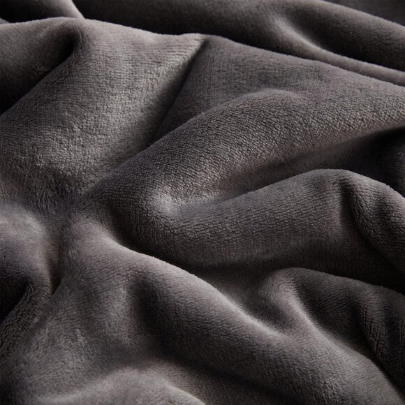 Fleece Blanket Twin Size Dark Grey Lightweight Throw Blanket Super Soft Cozy Mic - Picture 6 of 7
